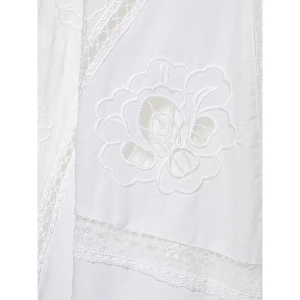Willshela Damesmode Borduren Uitgehold Witte Blouse O-hals Lange Mouwen Vrouwelijke Chique Dame Koreaans Shirt