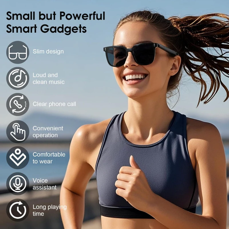 Smart AI Translation Eyeglasses,Wireless Bluetooth Glasses,100+ Language Translation Supported by Mobile APP,Transparent Anti‑Blue‑Light Lens,Magnetic Clip‑on,360 °   Surround Stereo Sound