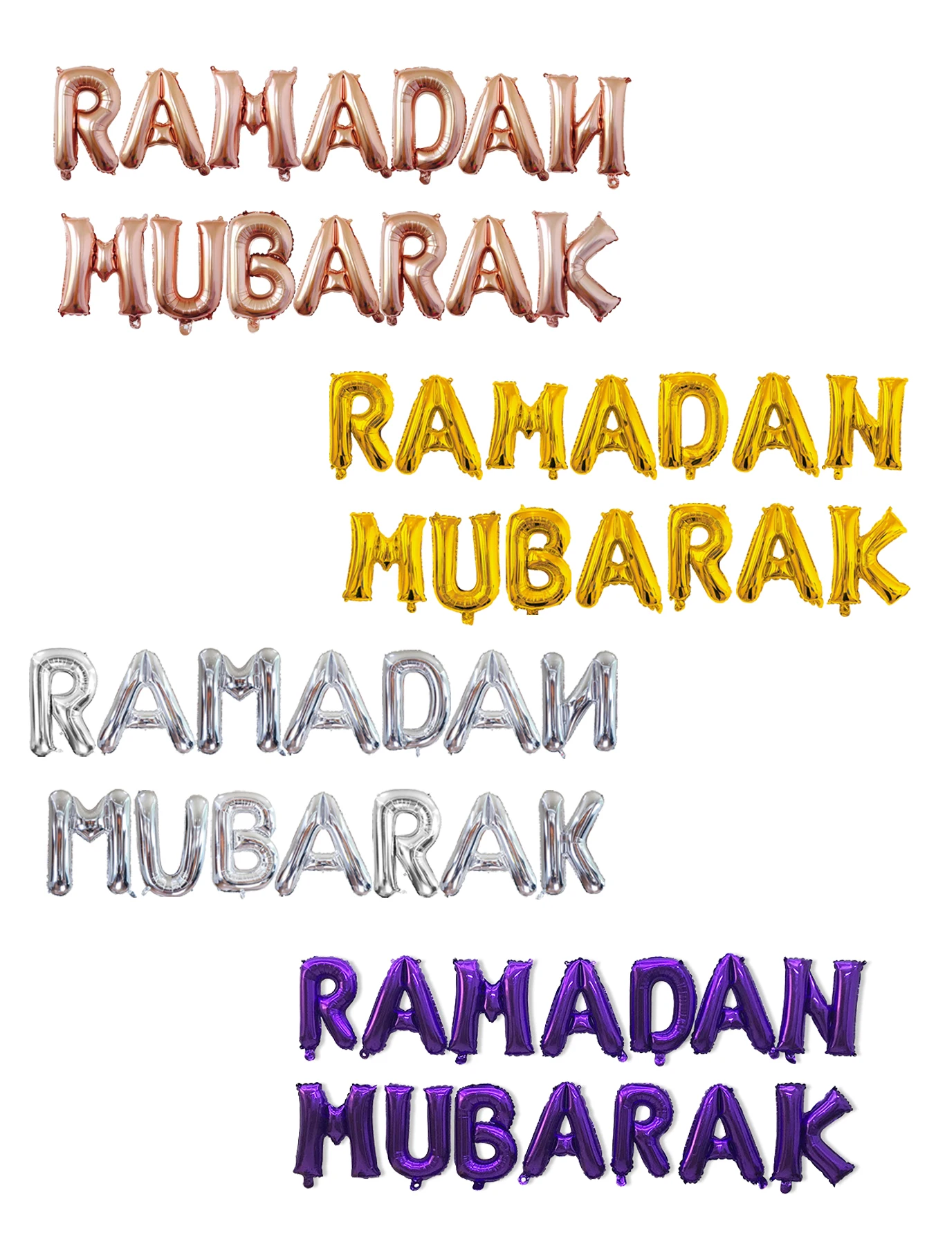 16inch Ramadan Mubarak Letter Balloons Banner Ramadan Decorations Eid Mubarak Air Balloon Eid al-Fitr Banner 15pcs/lot