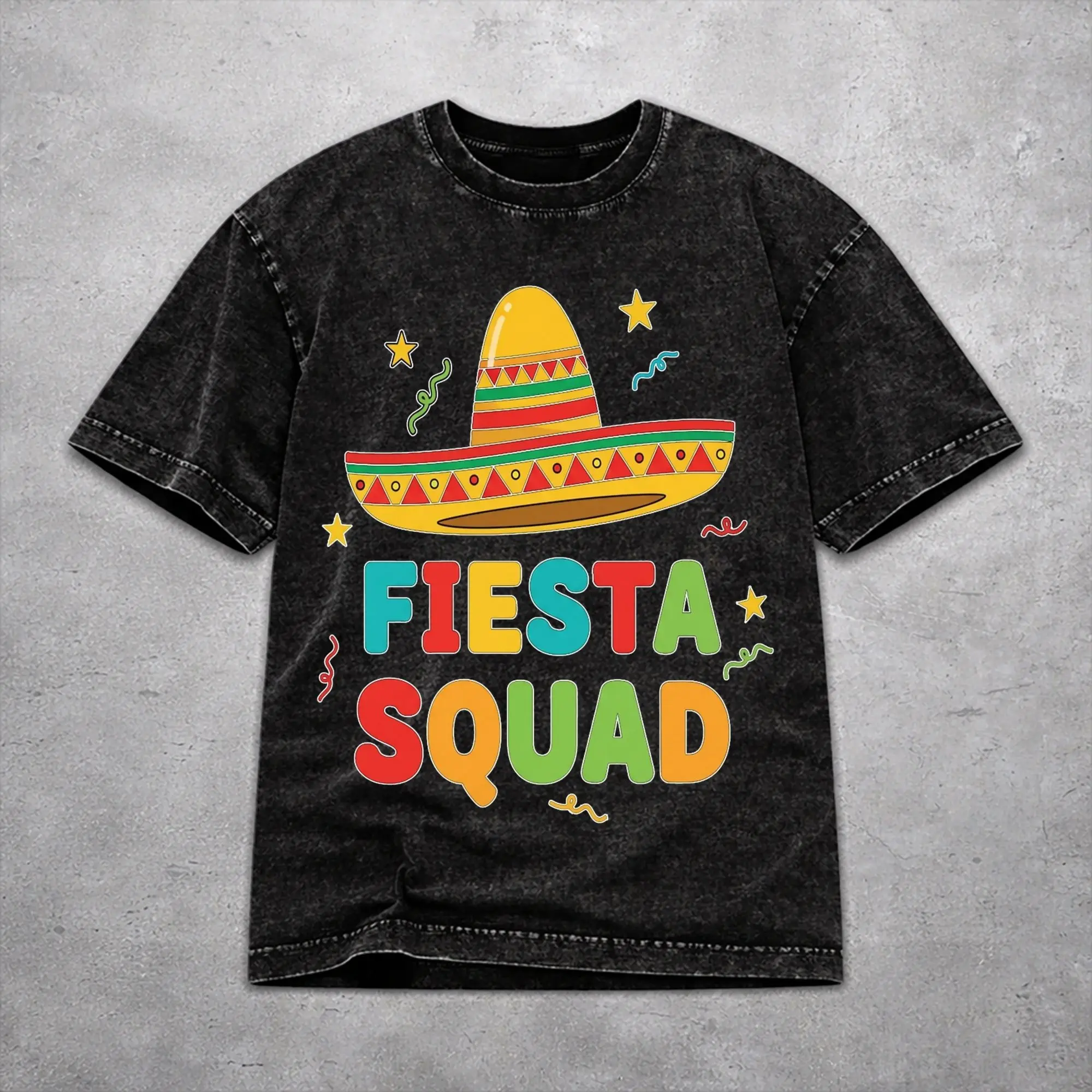 Women Men Fiesta Squad Cinco De Mayo T Shirt Graphic Printed Washed Cotton  Novelty T-Shirts