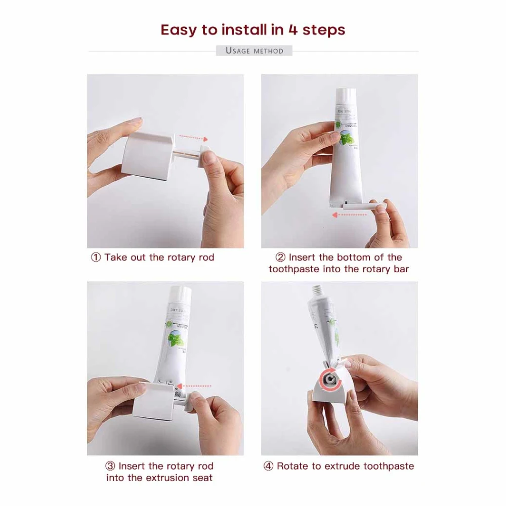 Home Rolling Toothpaste Squeezer Multifunction Toothpaste Dispenser Facial Cleanser Holder Lazy Press Tube Bathroom Accessories