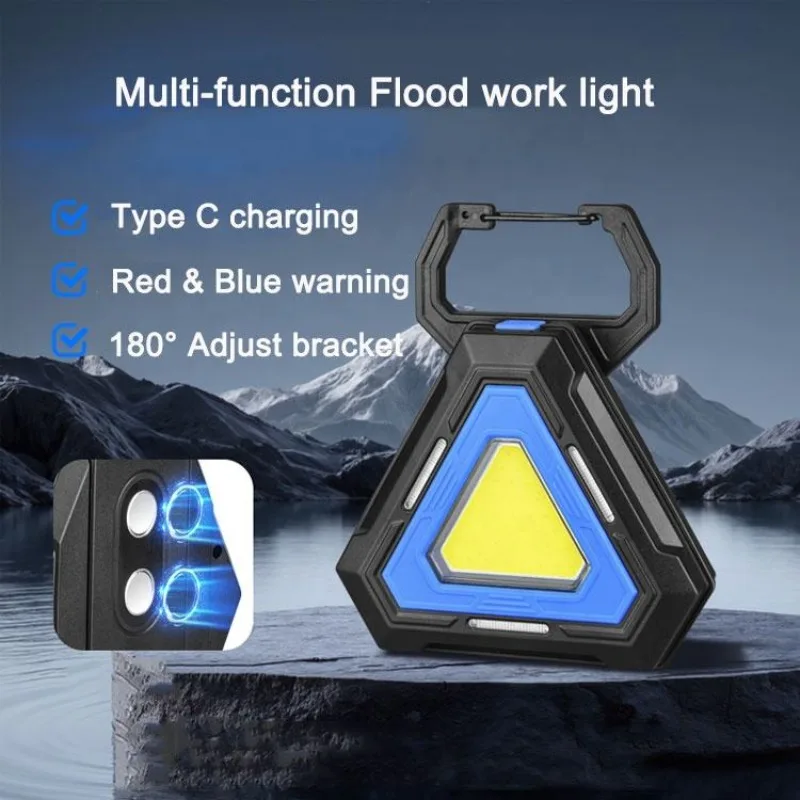 

Светодиодный рабочий фонарь COB с магнитным креплением и складной ручкой, красно-синий аварийный проблесковый маячок для автомобиля