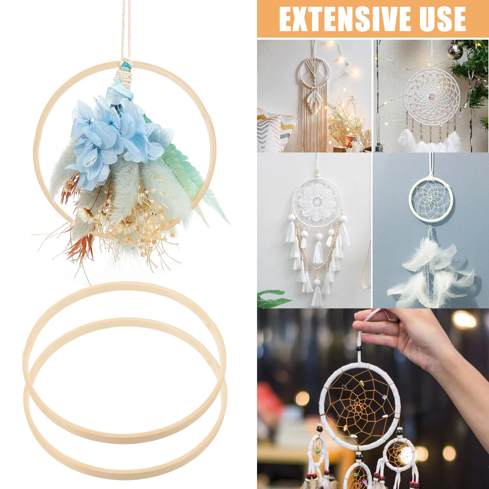 

12pcs 17Cm Diy Dream Catcher Ring Dream Catcher Rings Craft Frames Diy Windchime Wreath Embroidery Handmade Decor