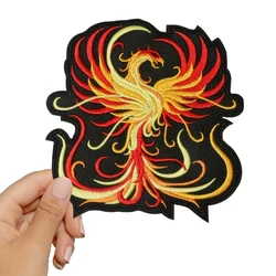 1PC Phoenix Embroidered Patch Iron On Sew On Patches For Clothing Cap Bag Jacket DIY Gift Large Punk Badge With Hot Adhesive