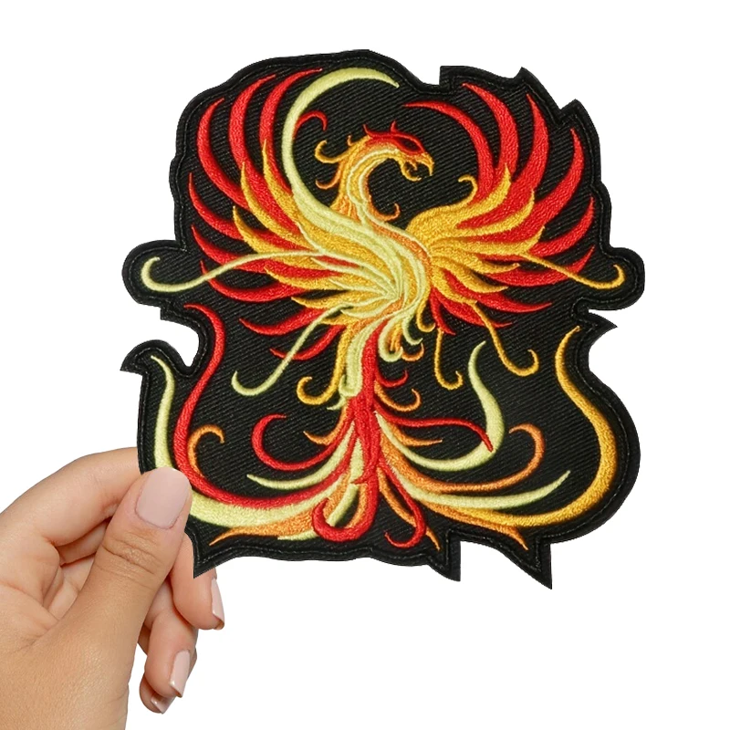 1PC Phoenix Haftowana naszywka do naprasowania na naszywki na odzież Czapka Torba Kurtka DIY Prezent Duża naszywka punkowa z klejem na gorąco