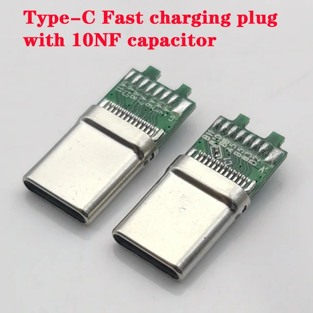 2-10 sztuk USB TYPE-C męskie złącze 24Pin płytka drukowana szybkie ładowanie drut spawalniczy wtyczka ładowania 16 złącza lutowane z kondensatorem 10NF