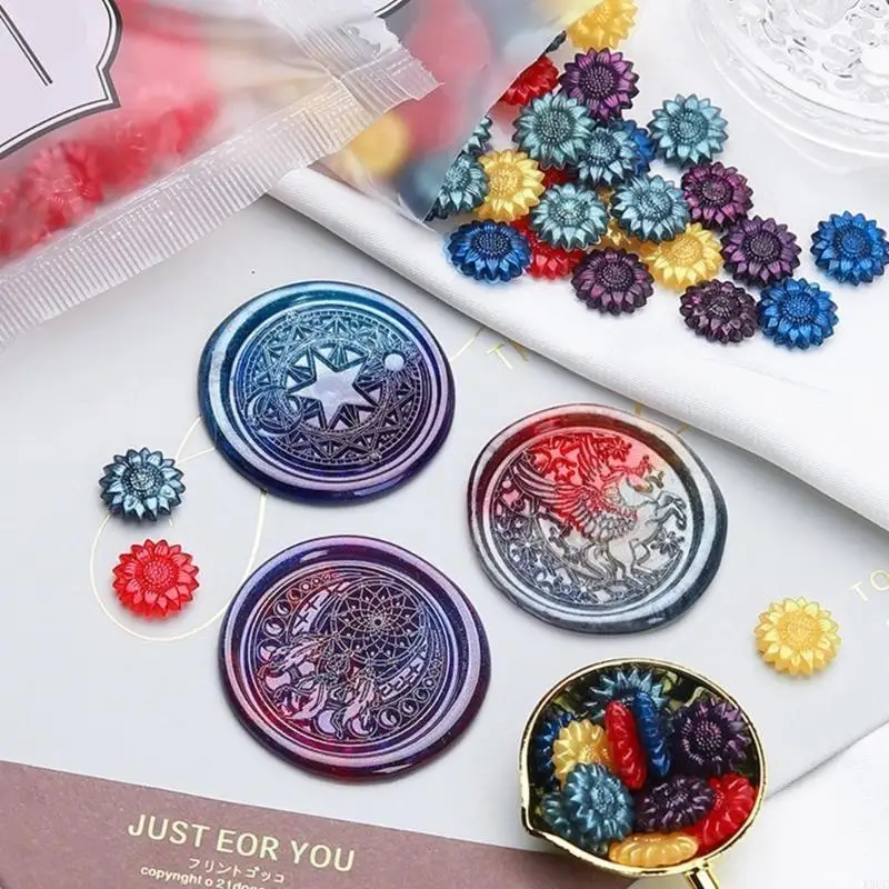 Sealing Wax Beads Flower Wax Seal حبات لدعوة الزفاف ختم X3UC
