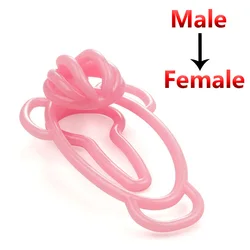 Sissy Pink Fufu Clip Chastity Device Male Penis Trainingsclip Cock Cage Dick Ring Adult BDSM Bondage Sexy Toys for Man Gay 18+