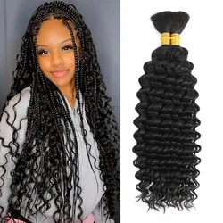 Human Braiding Hair 100g Deep Wave Human Hair Bulk for Braiding No Weft Curly Human Hair Extensions for Boho Braids