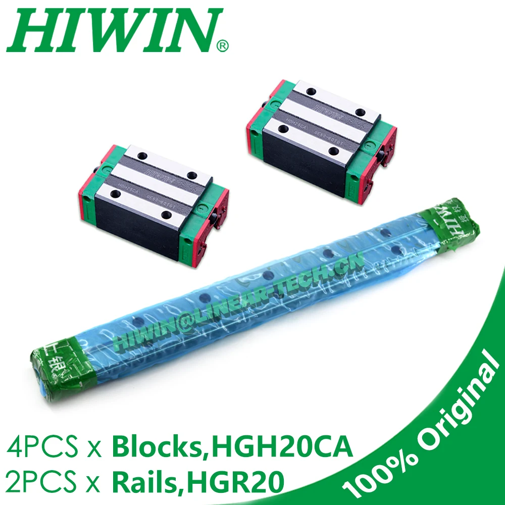 Original HIWIN HGH20CA Carriage Slide Block Linear Guide Rail HGR20 200 300 400 500 600 700 800 900 1000 1100 1200 CNC Router