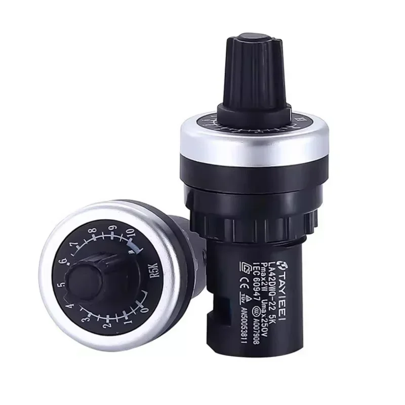 

LA42DWQ-22 1K 2K 5K 10K 20k 50k 500k 22mm Diameter Pots Rotary Potentiometer Converter Governor Inverter Resistance Switch