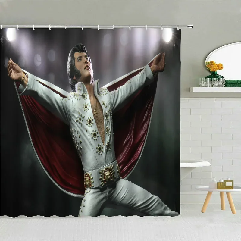 E-Elvis Waterproof Shower Curtain for Bathroom Accessories Bath Things Folding Partition Curtains the Showers Bathrooms Products