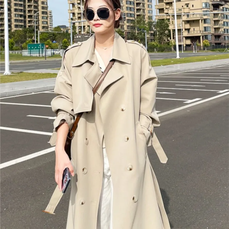 Beautiful Trench Coat Women's Overcoat Casual Loose New Long below the Knee