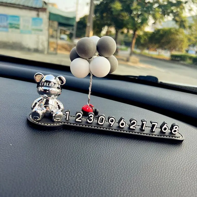 Gilded Bear Temporary Parking Number Plate High-end Car Creative Ornaments for Men Moving Car Phone Plates for Girls Cute - view 5