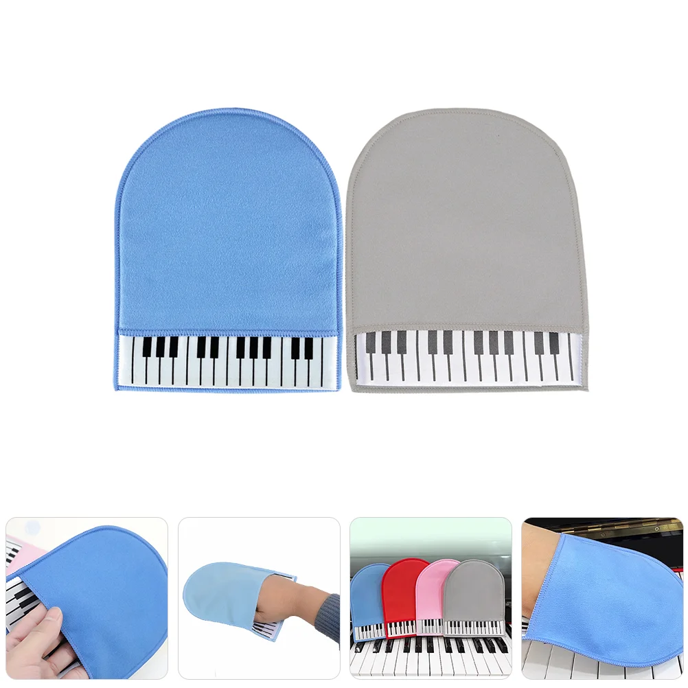 2 Pcs Piano Glove Cleaning Wipes Accessory Mitten Musical Instrument Cloth Solution Fiber Double-sided Fleece Cleaner Gloves