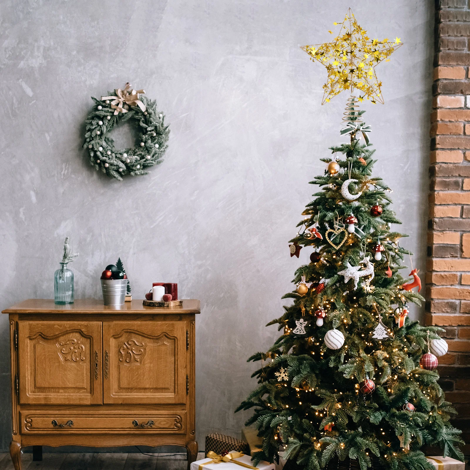 1 قطعة Led شجرة نجمة توبر لزينة عيد الميلاد مضيئة عيد الميلاد زخرفة عطلة ديكور منزلي للحفلات شجرة الزينة