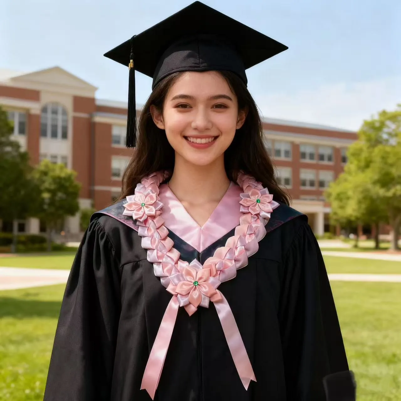 2025 graduation lei with floral decorations and customizable logo colors is perfect for graduation ceremonies and holiday party