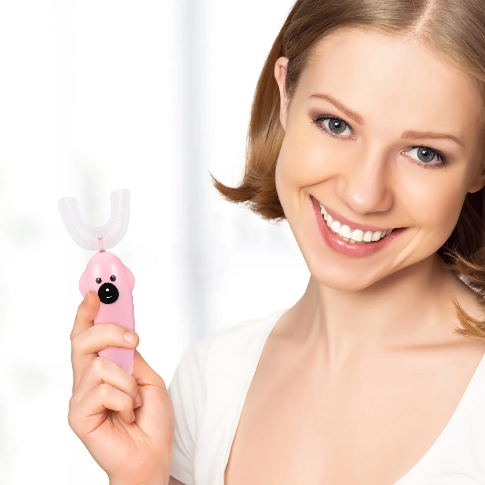 

1Set Electric Toothbrush Children U Shape Silicone Kids Tooth Cleaner Durable Oral Care Device Waterproof Intelligent Automatic