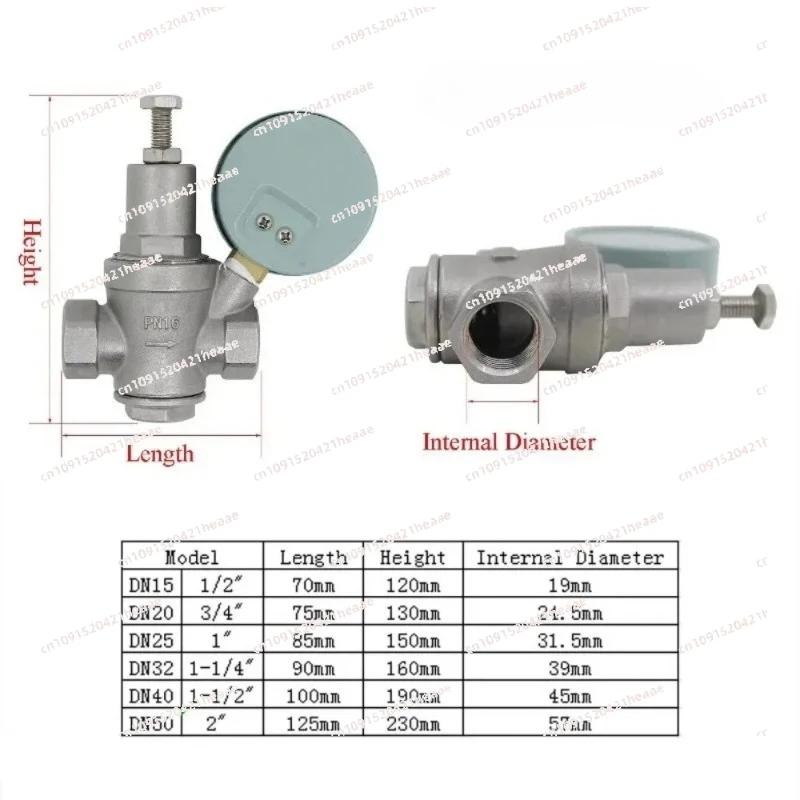 Suitable for 304 adjustable reducing - 1/2 3/4 1 1-1/4 1-1/2 2 inch - lead free stainless steel - water pressure regulator valve