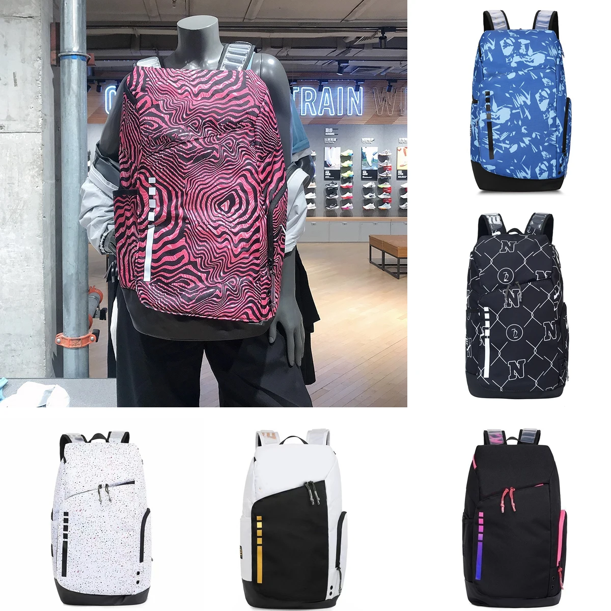 Elite T Sports Baskeall Casual Faion Air Cuion Double oulder Cuter Bag Men Women Youth Travel Bapa