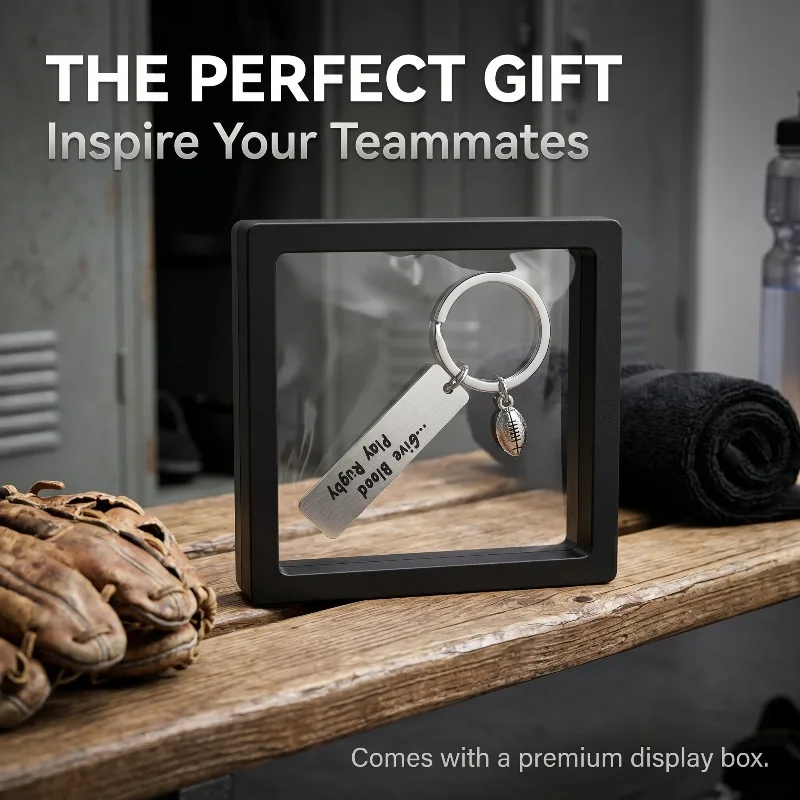 Creative Give Blood Play Rugby Stainless Steel Keychain Game Sport Gifts  Souvenirs