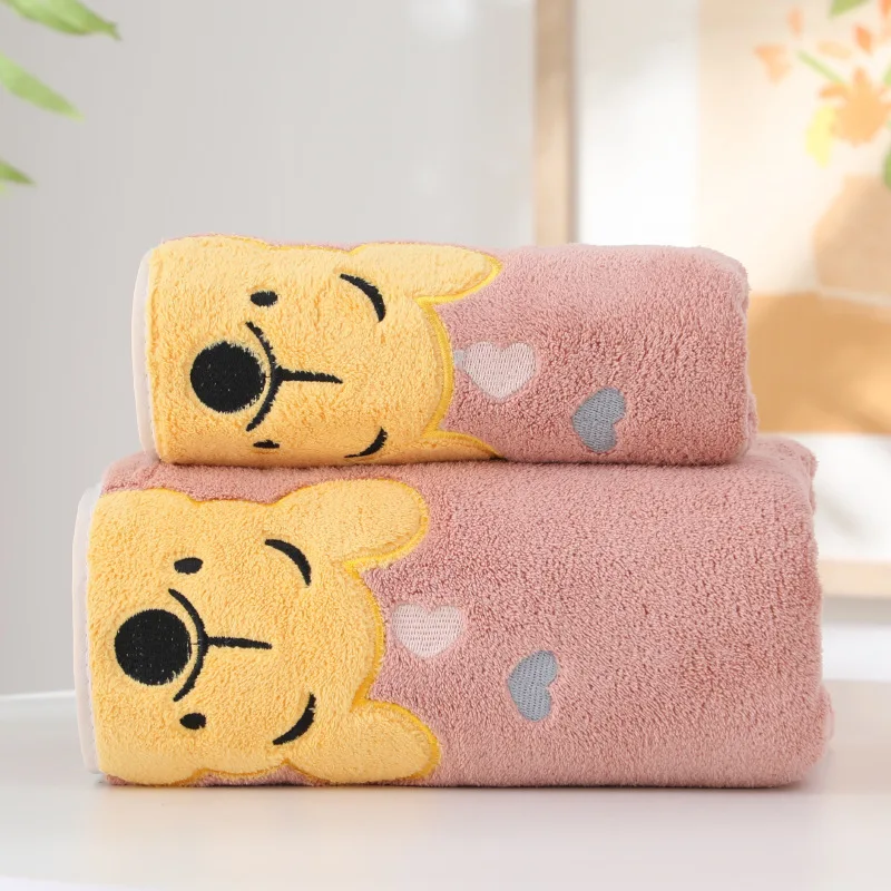 1-5PCS Winnie Bear Towel Bath Towel Set Soft and Absorbent Coral Velvet Bath Towel Home Wash Towel Children\'s Cartoon Bath Towel