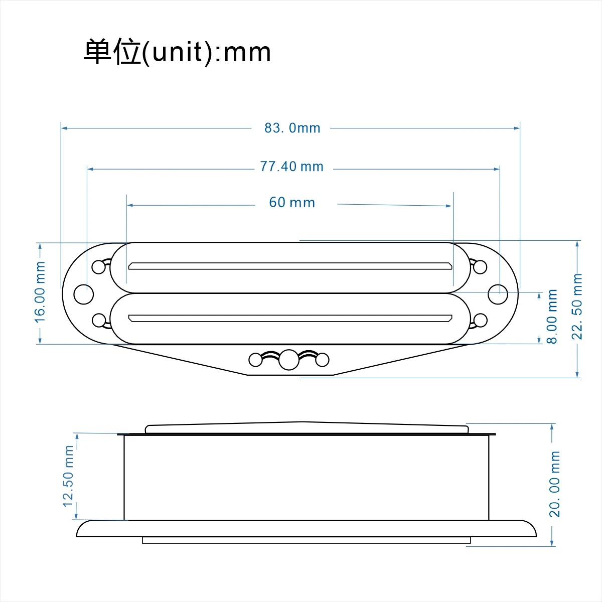 FLEOR Alnico 5 Electric Guitar Hot Dual Rails Mini Humbucker Pickup Neck Black 6k Guitar Parts