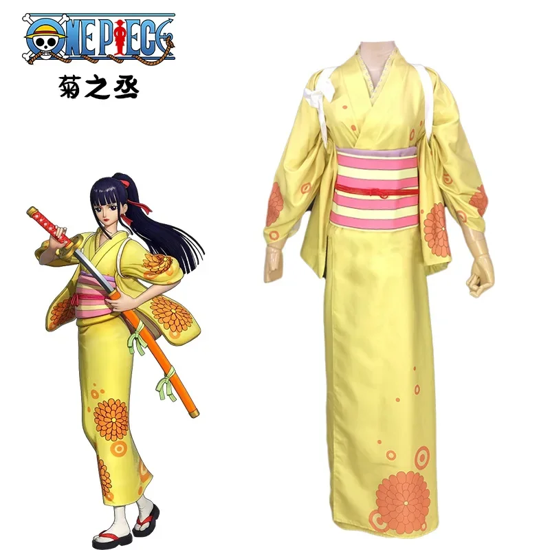 

Аниме Wano Country O-Kiku Yukata кимоно косплей костюм Хэллоуин карнавальный маскировочный костюм ролевая игра для взрослых