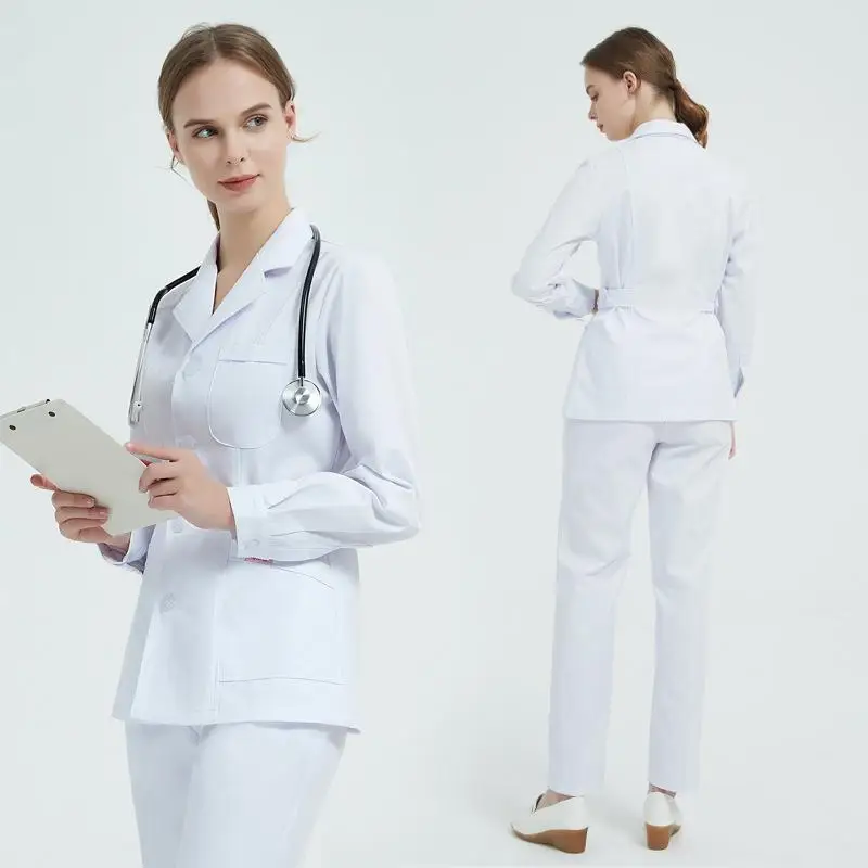 Simplicity Solid Color Nurse Working Clothes Long Short Sleeve Pants Set Fashion Breathable Spring Summer Hospital Nurse Uniform