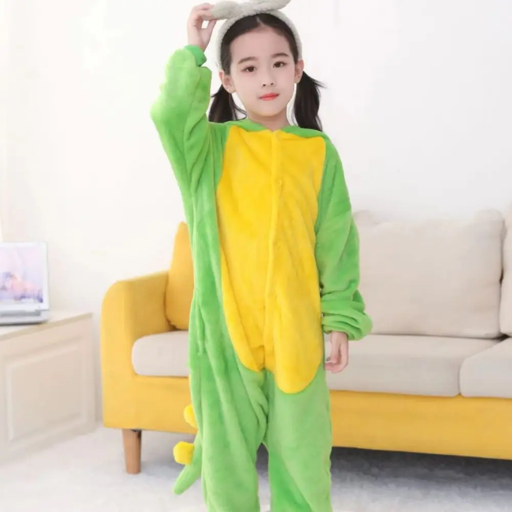 Outfits Flanell-Pyjamas Cartoon Grüne Overalls Warme Bequeme Tier-Cosplay-Kostüme für Frauen – Detail 10