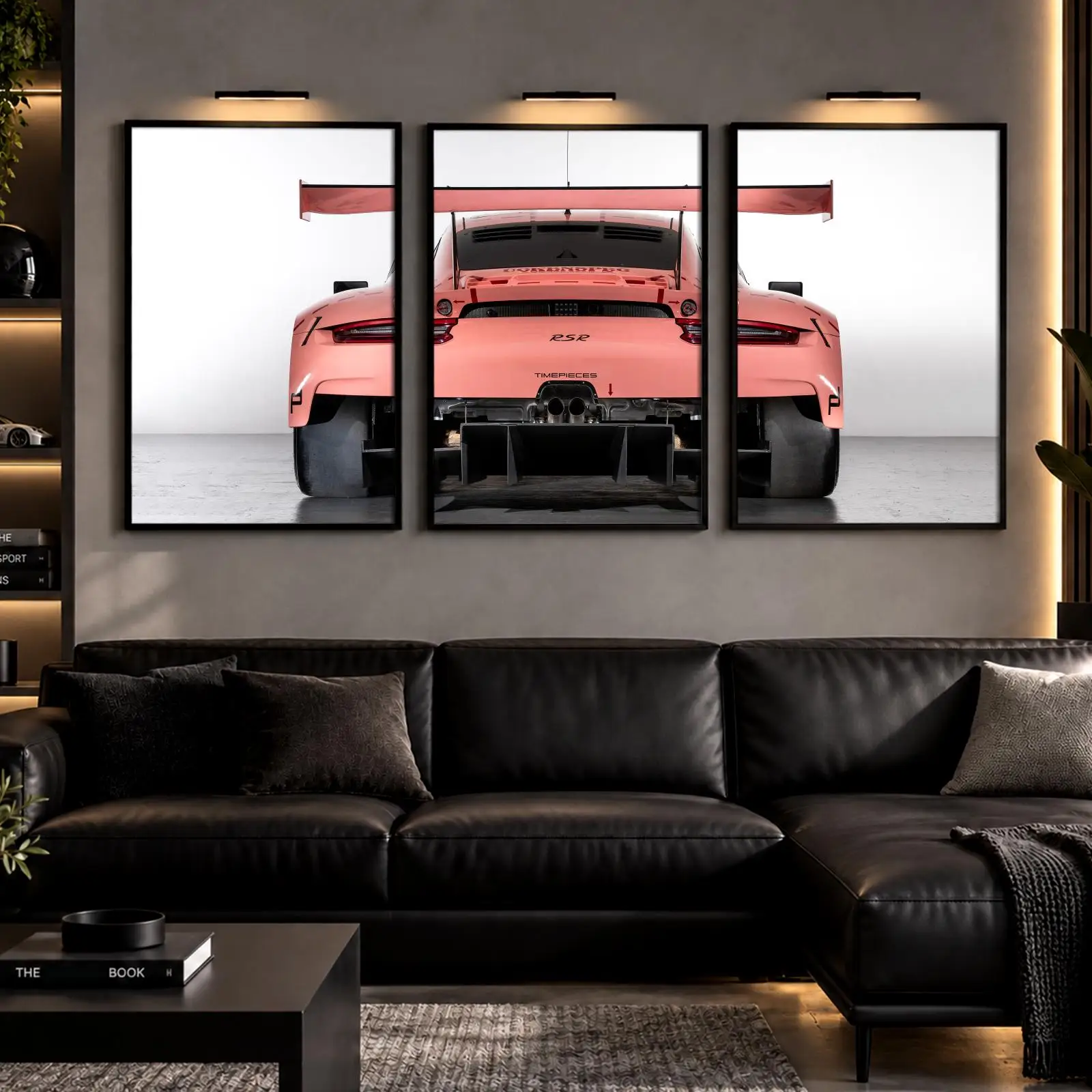 3pc Hypercar Rear View Painting Calligraphy Canvas Poster Set Wall Art Prints for Bedroom Living Room Home Decor Gift