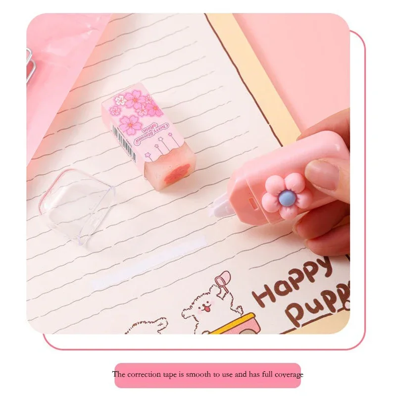 7Pcs Set Kawaii Student Stationery Sweet Cartoon Cat Paw Correction Tape Glue Tape Eraser Gel Pen Cutter Back to School Gift image 5