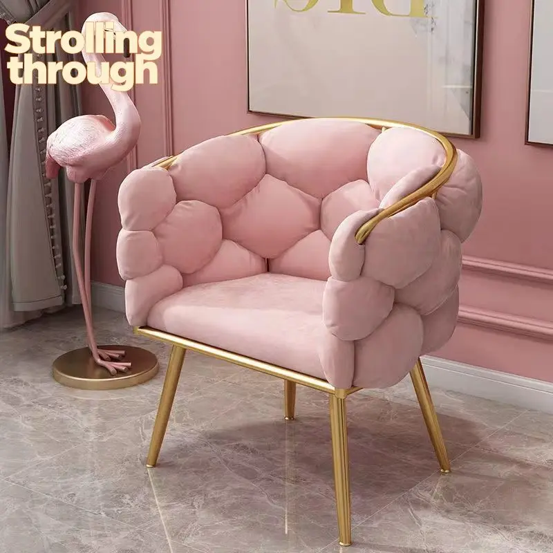 

Elegant Nordic Makeup Chair Velvet Vanity Chair Princess Dressing Stool Luxury Nail Salon Stylish Chair for Girls