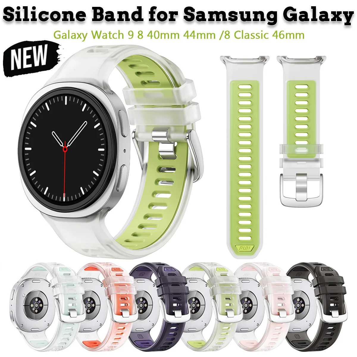 Transparent Silicone Strap For Samsung Galaxy Watch 9 8 40mm 44mm Band Sports Bracelet For Samsung Watch 8 Classic 46mm Correa