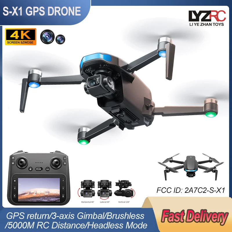 

Профессиональный GPS-дрон S-X1 MAX с камерой 4K HD, 3-осевым стабилизатором, 5G FPV, бесщеточным двигателем, большим экраном управления, квадрокоптер для обеспечения безопасности, игрушка