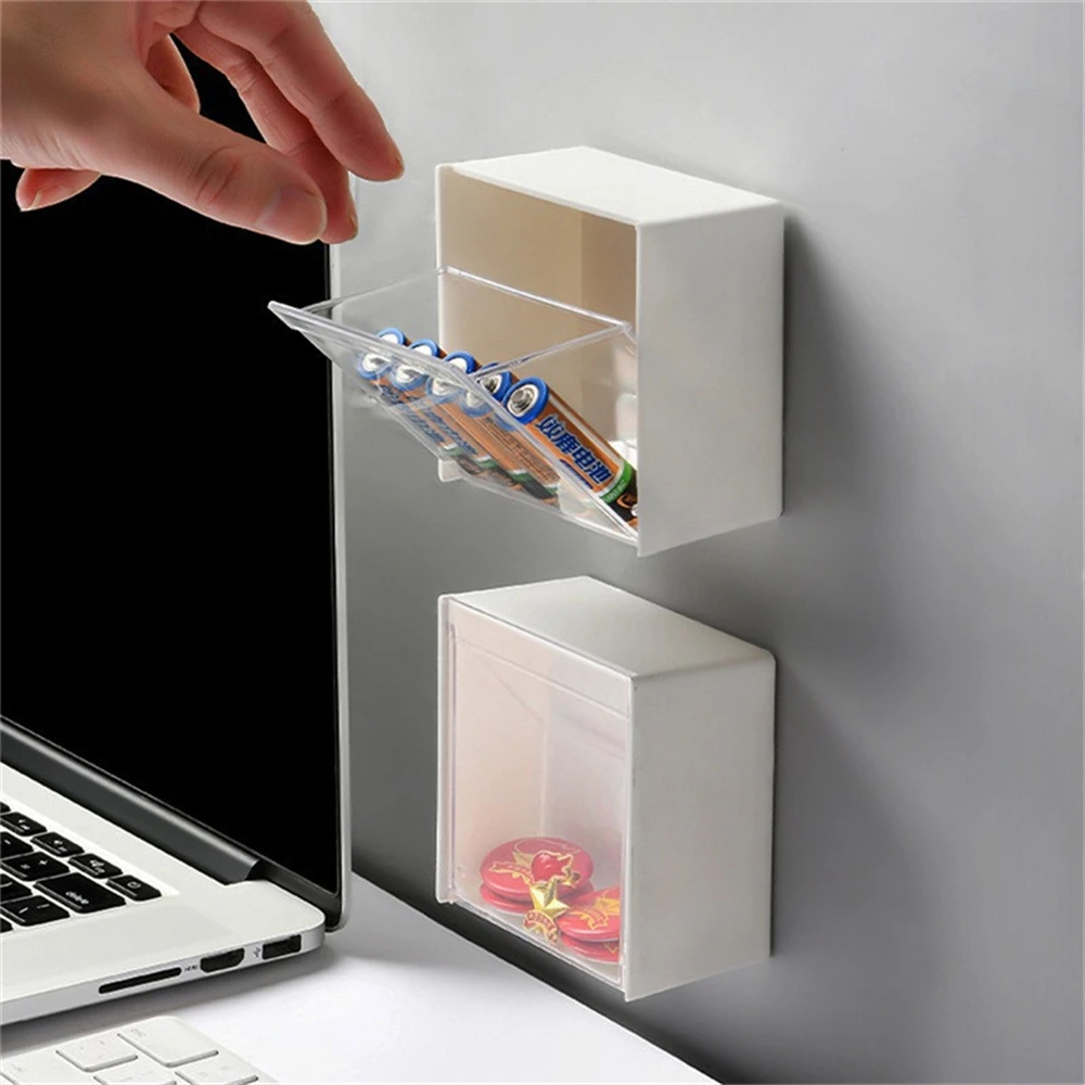 Wall Mounted Storage Boxes Dustproof Bathroom Organizer For Cotton Swabs Makeup Self-Adhesive Small Jewelry Holder Boxes