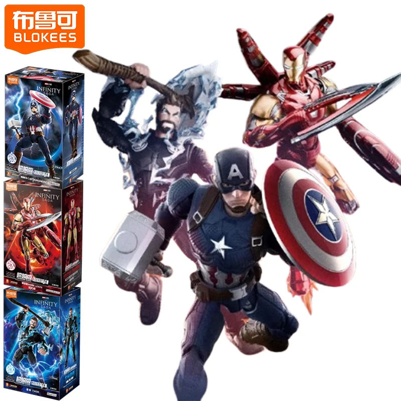 

Original Blokees Marvel Iron Man Mk85 Toy Captain America Action Figure Thor Figurine Assembly Model Kit Building Block Man Gift