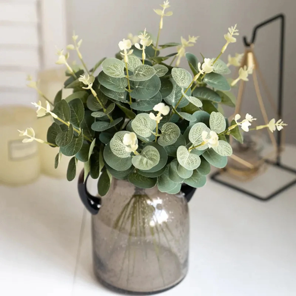 50/100PCS Grüne Gefälschte Pflanzen Seide Eukalyptus Blatt Weihnachten Dekorationen Vasen Hause Garten Hochzeit Scrapbooking Künstliche Blumen