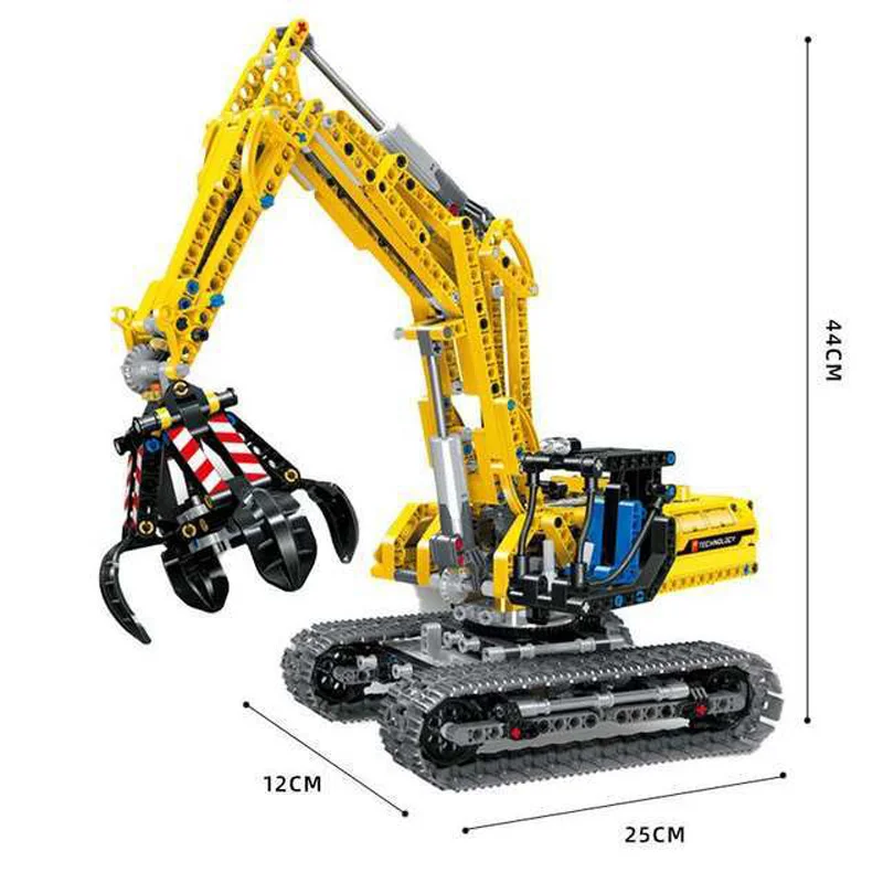 IN STOCK 720pcs 2in1 Engineering Technical Excavator Building Blocks Model MOC Bulldozer Bricks Toys for Boys Birthday Gift Set