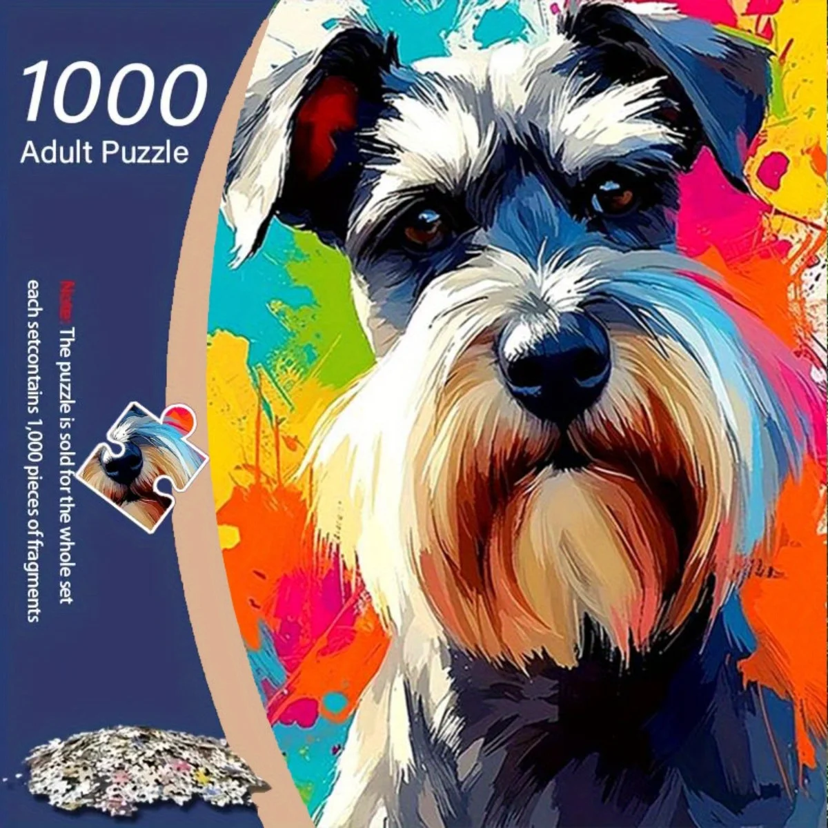 Puzzle artistico Schnauzer vibrante da 1.000 pezzi: gioco di intelligenza fai-da-te impegnativo per adulti e famiglie, migliora la coordinazione occhio-mano