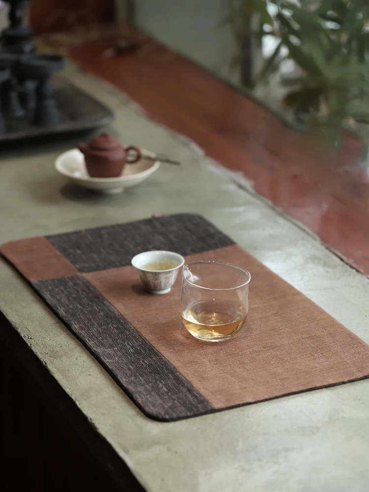 

Handmade Chinese Zen Sle Retro Double-Sided Patchwork Tea Table Mat xing Pot Pad Traditional Fraant Cloud Silk Material