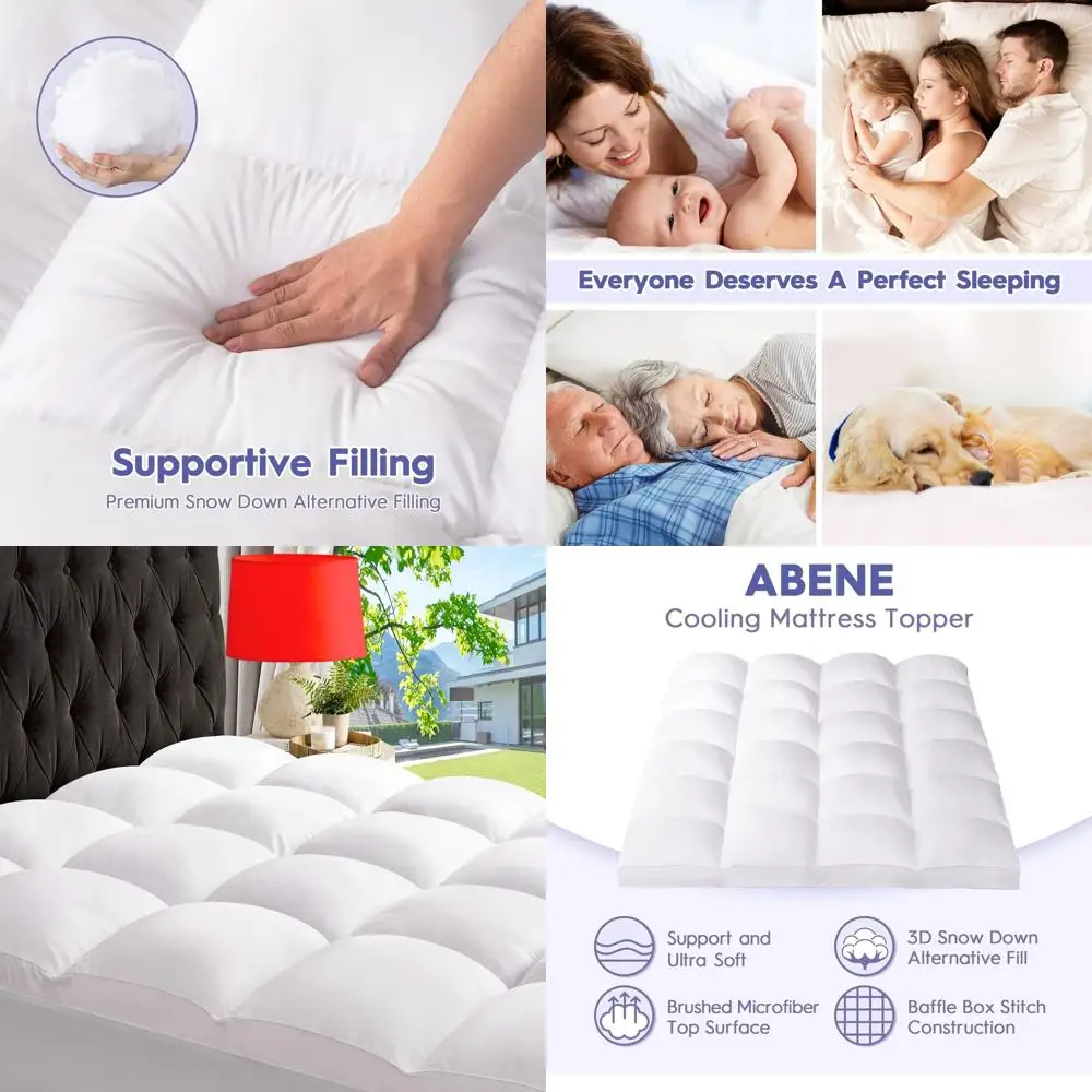 

Extra Thick Pillowtop Mattress Topper for Back Pain Relief, Plush Cover with Deep Pocket, White