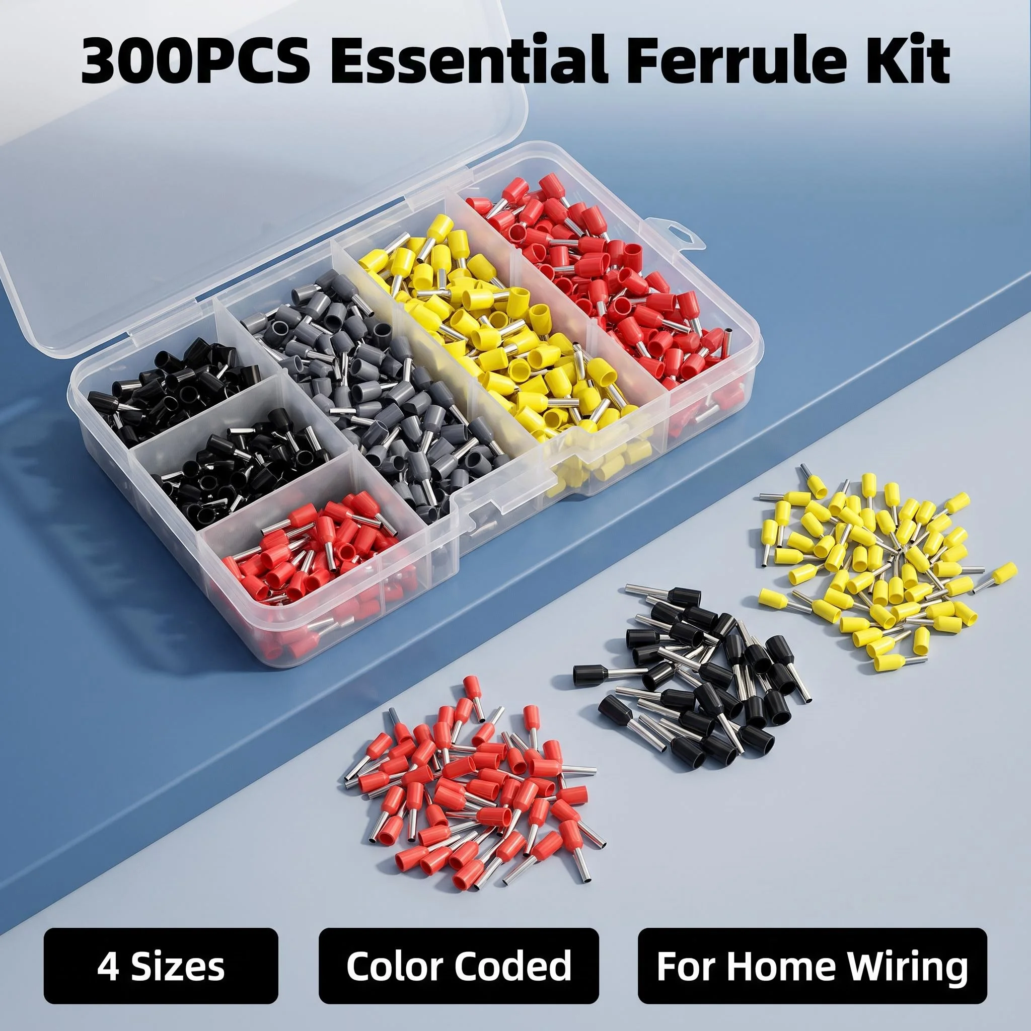 Insulated Ferrule Connectors Kit 300PCS - Wire End Ferrules Bootlace Crimp Terminals 1.5/2.5/4.0/6.0mm²