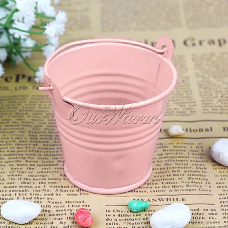 OurWarm 10/50 Baby Shower Candy Box Metal Buckets Pots Mini Pail bucket boxTree Plant Candy Bar Wedding Party Favors Gift Boxes