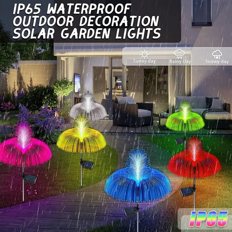 Double Solar Jellyfish LED Light para Garden Decor, impermeável Lawn Light, Pátio Yard Pathway Decor, lâmpada de chão, 7 cores