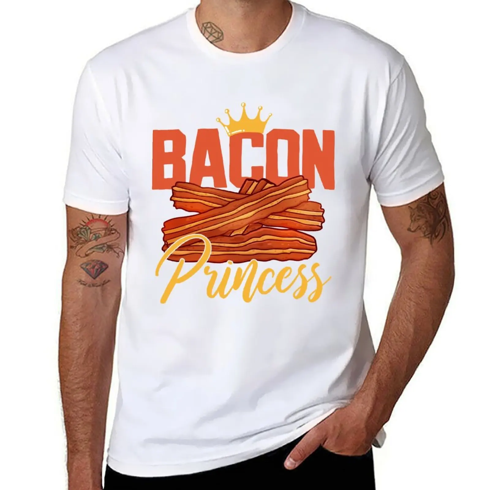Camiseta Bacon Porc Strips Foodie, camiseta de diseñador para hombre, camiseta