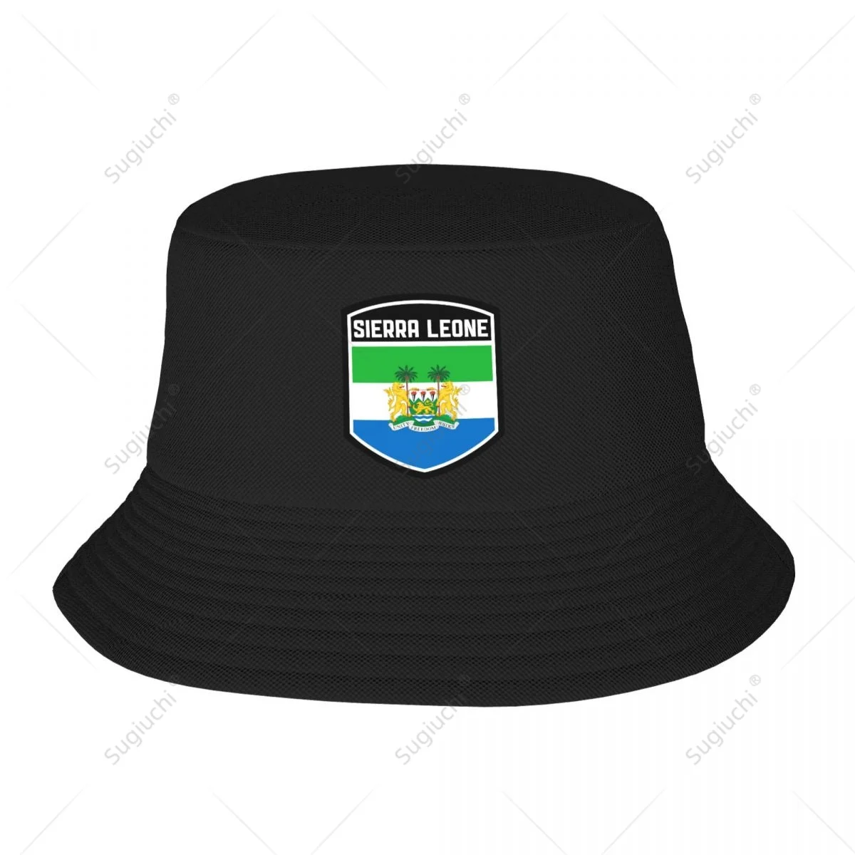 Sierra Leone Flag Shield Bucket Hats Print Cool Fans Sun Shade Simple Classic Outdoor Summer Fisherman Caps Fishing Cap