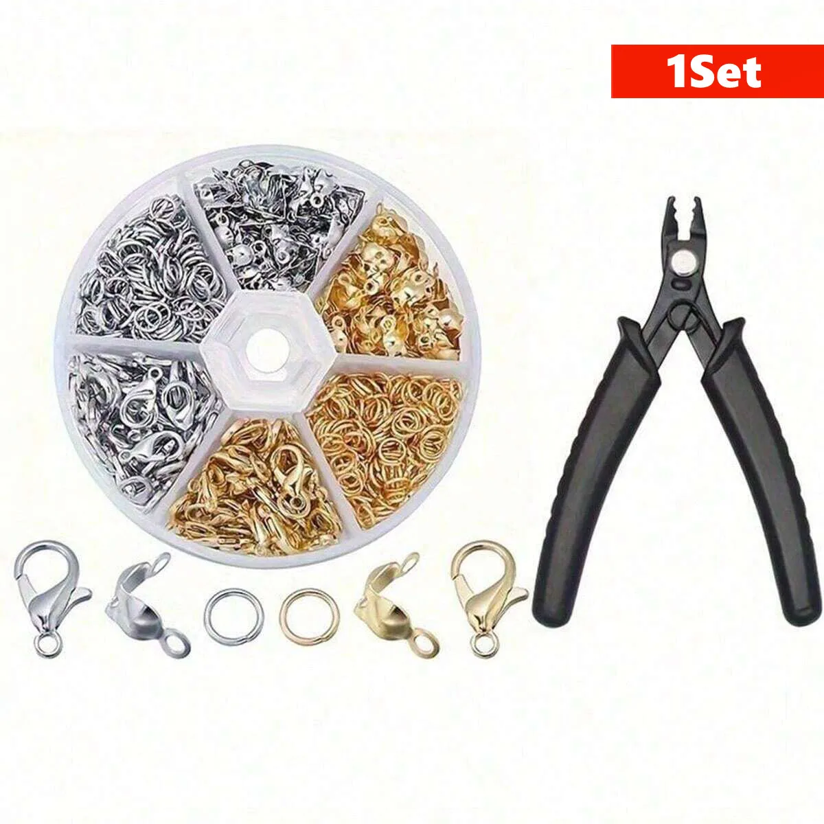 1Set Jewelry Making Kit With Lobster Clasps, Jump Rings & Pliers - Diy Necklaces And Bracelets Supplies Beads For Jewelry Making