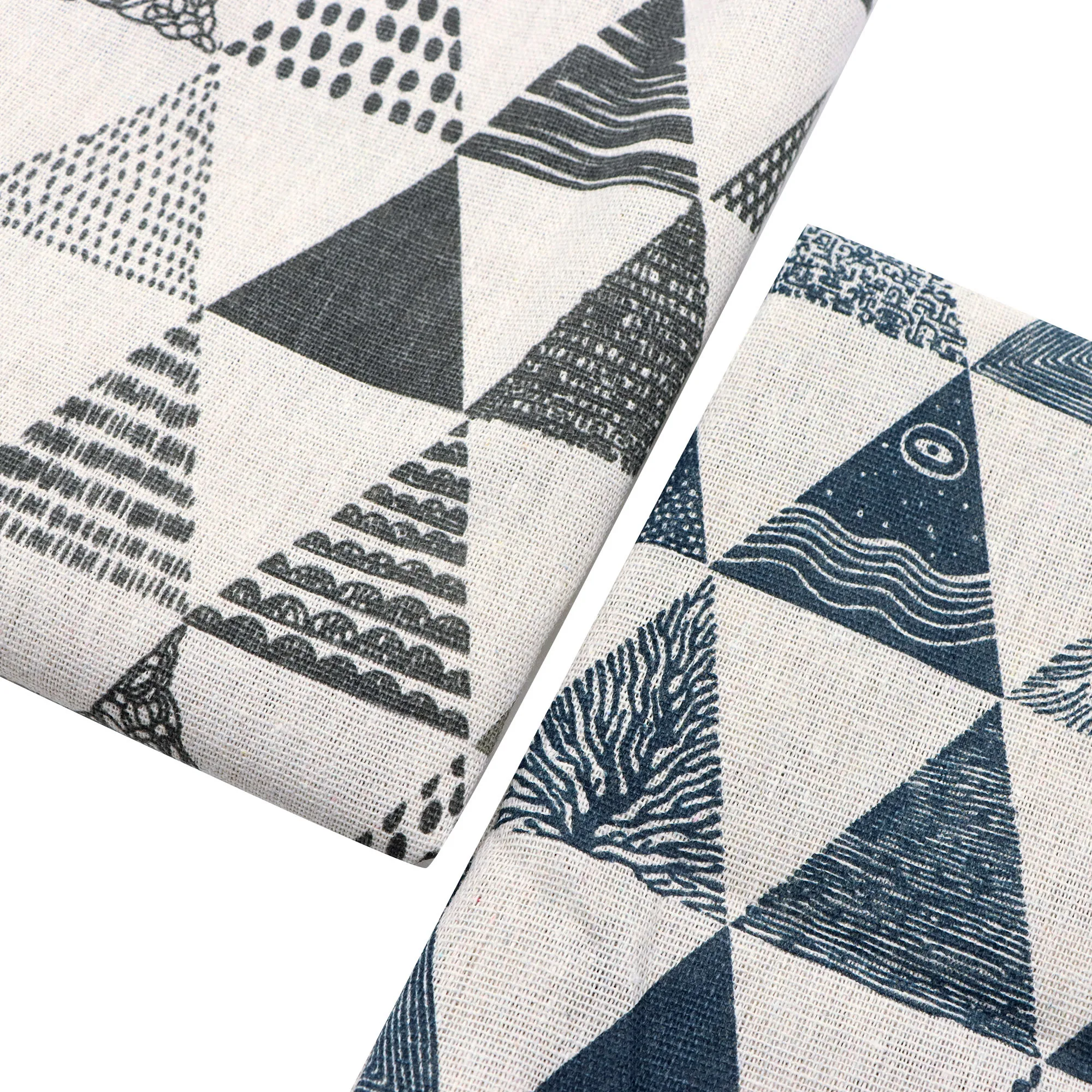Pre-cut 1 Piece Of 50x150cm (19.68x59 Inches)Triangular Geometry Creative Printing High-Quality Linen Fabric, Suitable
