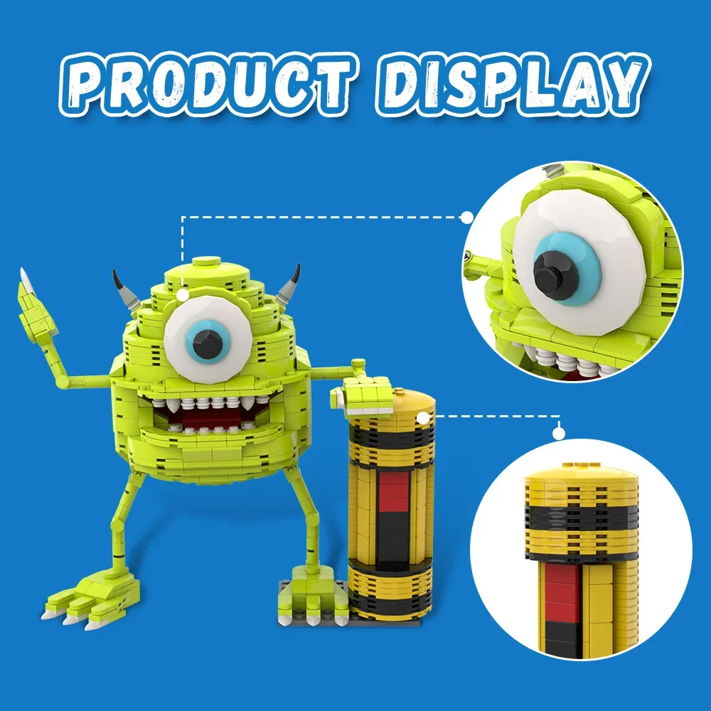 Gobricks MOC monstres inc blocs de construction monstre vert Mike Wazowski modèle Robot briques bricolage assemblé jouet pour enfants cadeau